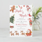 Schattigee Jingle & Mingle Red Christmas Party Kaart (Staand voorkant)