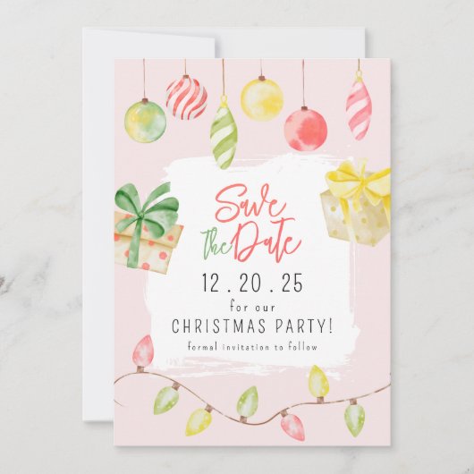 Schattigee Jingle & Mingle Roze Kerstfeest Save The Date (Voorkant)