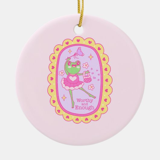 Schattigee Jolly Frog - Waardig en Genoeg Keramisch Ornament (Voorkant)