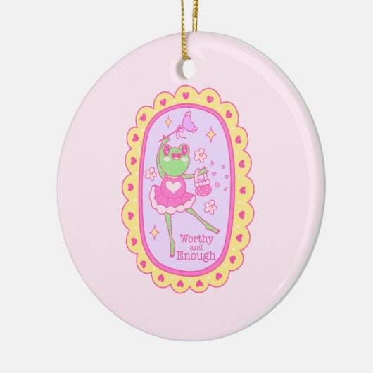 Schattigee Jolly Frog - Waardig en Genoeg Keramisch Ornament (Links)