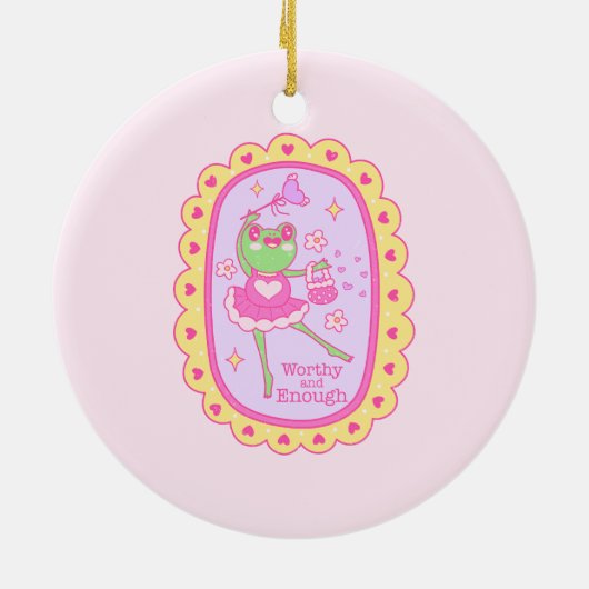 Schattigee Jolly Frog - Waardig en Genoeg Keramisch Ornament (Achterkant)