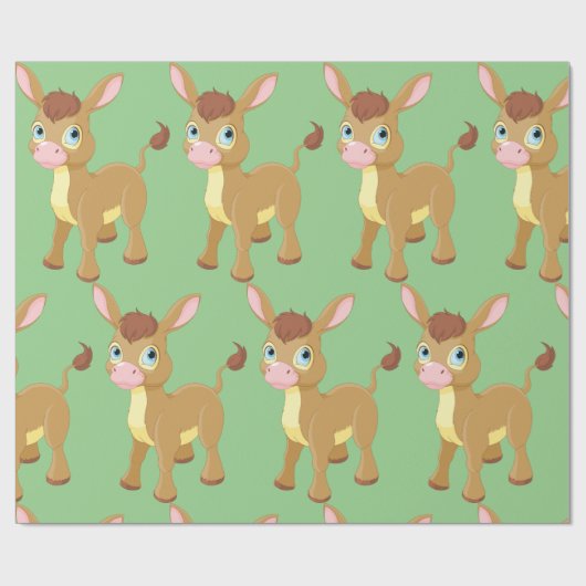 Schattigee jonge ezel met grote blauwe ogen cadeaupapier (Vlak)