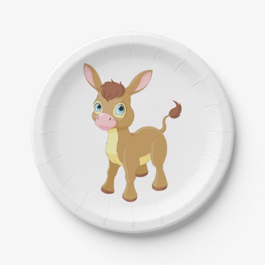 Schattigee jonge ezel met grote blauwe ogen papieren bordje (Voorkant)