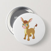 Schattigee jonge ezel met grote blauwe ogen ronde button 7,6 cm (Voorkant /achterkant)