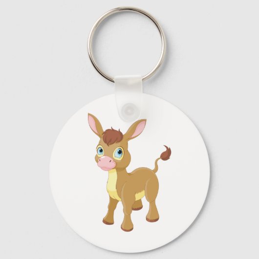 Schattigee jonge ezel met grote blauwe ogen sleutelhanger (Voorkant)