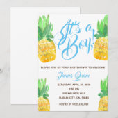 Schattigee jongen ananas tropisch baby shower uitn kaart (Voorkant / Achterkant)
