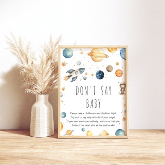 Schattigee jongen astronaut ruimte niet zeggen Bab Poster