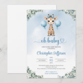 Schattigee jongen baby giraffe eucalyptus baby sho kaart (Voorkant / Achterkant)