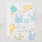 Schattigee Jongen Bunny 1e Verjaardag Kaart (Voorkant)