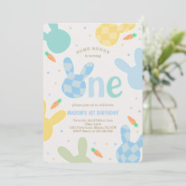 Schattigee Jongen Bunny 1e Verjaardag Kaart