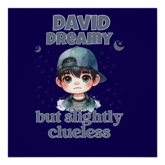 Schattigee jongen dromerig maar lichtelijk clueles perfect poster (Voorkant)