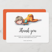 Schattigee jongen eerste verjaardag bedankkaart (Voorkant / Achterkant)