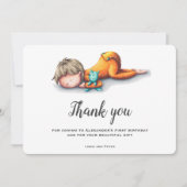 Schattigee jongen eerste verjaardag bedankkaart (Voorkant)