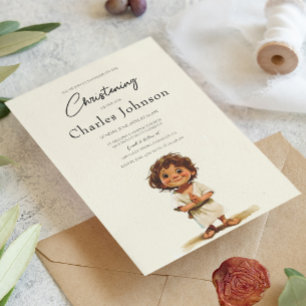 Schattigee Jongen Illustratie Jongen Zoon Christen Kaart