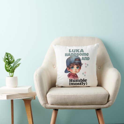 Schattigee jongen knap en nederig kussen (Stoel)