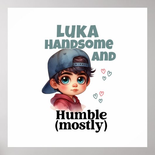 Schattigee jongen knap en nederig poster (Voorkant)