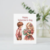 Schattigee  jongen meisje Valentijn Feestdagenkaart (Staand voorkant)