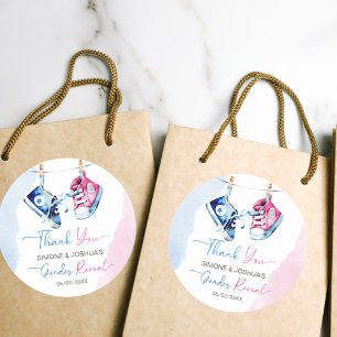 Schattigee jongen of meisje roze blauw Geslacht on Ronde Sticker