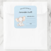 Schattigee jongen olifant baby shower bookplate vierkante sticker (Tas)