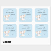 Schattigee jongen olifant baby shower bookplate vierkante sticker (Vel)