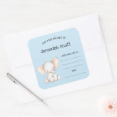 Schattigee jongen olifant baby shower bookplate vierkante sticker (Envelop)