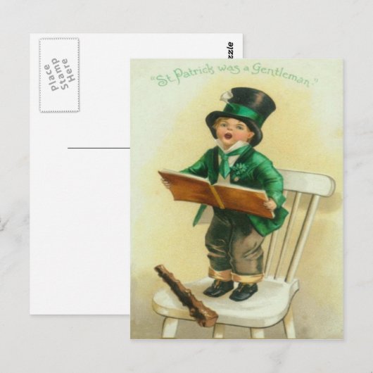 Schattigee Jongen Shillelagh St Patrick's Day Kaa Briefkaart (Voorkant / Achterkant)