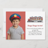 Schattigee Jongen Train Foto Kinder 2e Verjaardags Kaart (Voorkant)