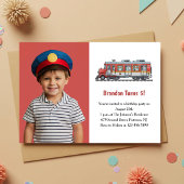 Schattigee Jongen Train Foto Kinderen Verjaardagsf Kaart