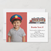 Schattigee Jongen Train Foto Kinderen Verjaardagsf Kaart (Voorkant)