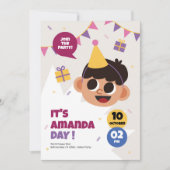 Schattigee Jongen Verjaardag Uitnodiging (Voorkant)