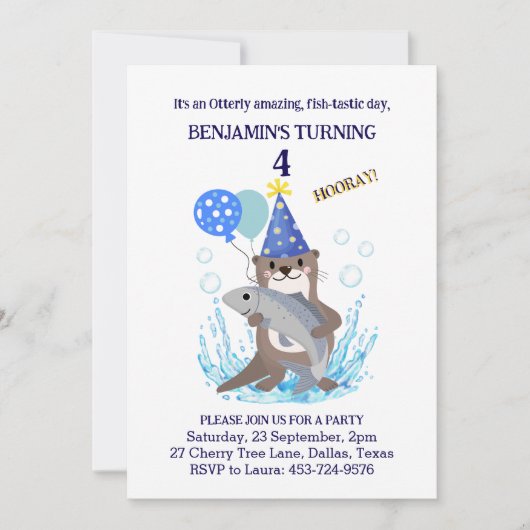 Schattigee Jongens Blauw Zee Otter Verjaardagsuitn Kaart (Voorkant)