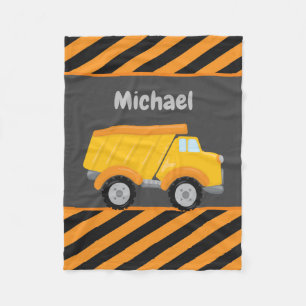 Schattigee Jongens Bouw Dump Truck Naam toevoegen Fleece Deken