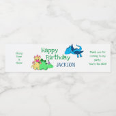 Schattigee Jongens Dinosaurus Kinder Partij Waterfles Etiket (Enkel label)