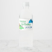 Schattigee Jongens Dinosaurus Kinder Partij Waterfles Etiket (Voorkant)