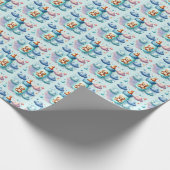 Schattigee jongens flesje betegeld baby shower cadeaupapier (Hoek)