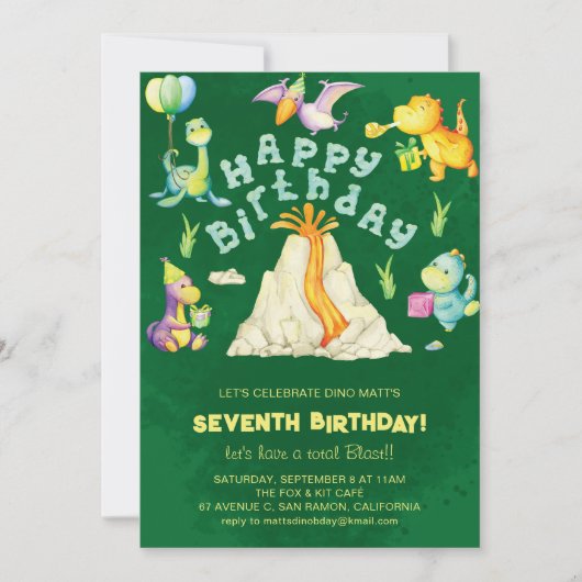 Schattigee Jongens Kinder Vulkaan Dinosaurussen Ve Kaart (Voorkant)