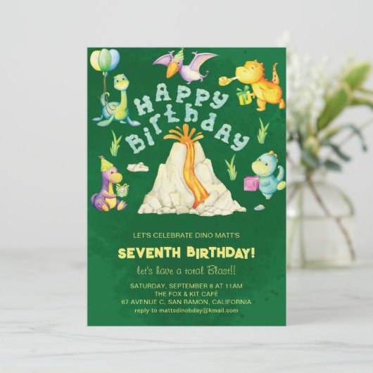 Schattigee Jongens Kinder Vulkaan Dinosaurussen Ve Kaart (Staand voorkant)