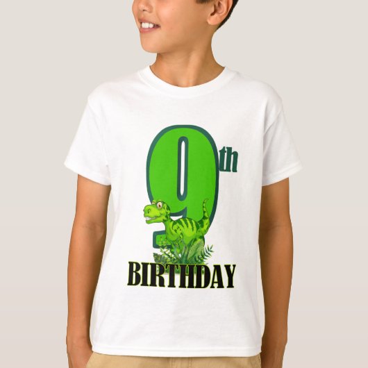 Schattigee jongens leeftijd negen dinosaurus T-shi T-shirt (Voorkant)