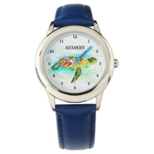 Schattigee Jongens Roze Zee Schildpad Dier Kinder Horloge