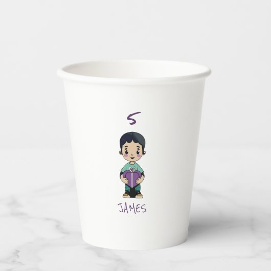 Schattigee jongenskus papieren bekers (Voorkant)
