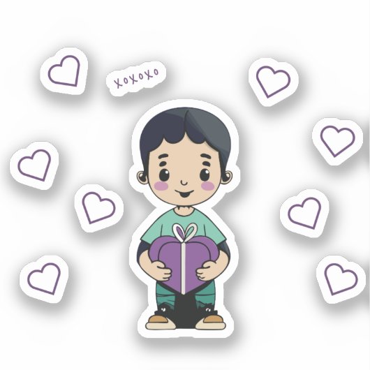 Schattigee jongenskus sticker (Voorkant)