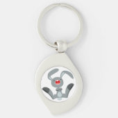 Schattigee Joyful Cartoon Konijnenmetaal Sleutelha Sleutelhanger (Voorkant)