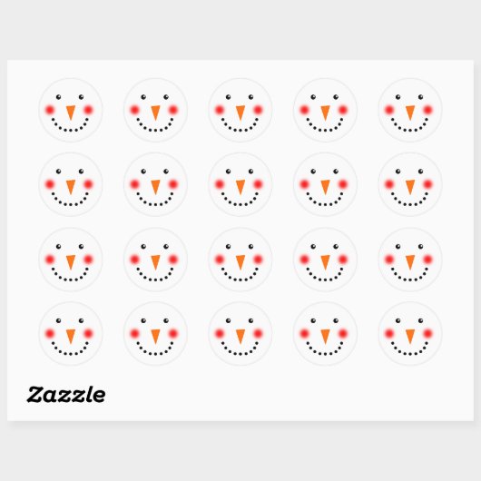 Schattigee Joyful Sneeuwman Happy Smiling Face Hol Ronde Sticker (Vel)