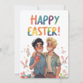 Schattigee Joyous Gay Gouple Easter Kaart (Voorkant)