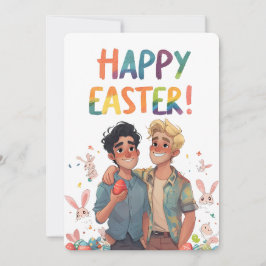 Schattigee Joyous Gay Gouple Easter Kaart