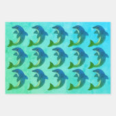 Schattigee Jumping Blauw Wit Paarse Groene Dolfijn Inpakpapier Vel (Voorkant 3)