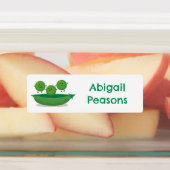 Schattigee jumping erwten in pod cartoon gepersona labels (Aangebracht)