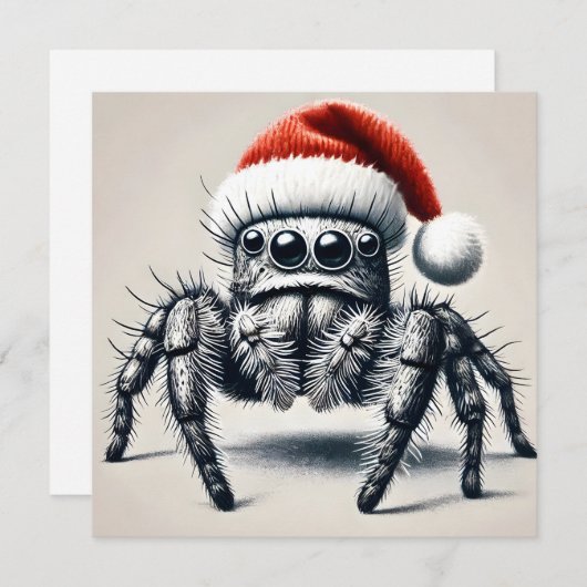 Schattigee Jumping Spider kerst Kaart (Voorkant / Achterkant)