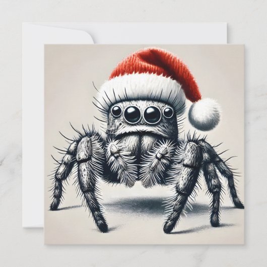 Schattigee Jumping Spider kerst Kaart (Voorkant)