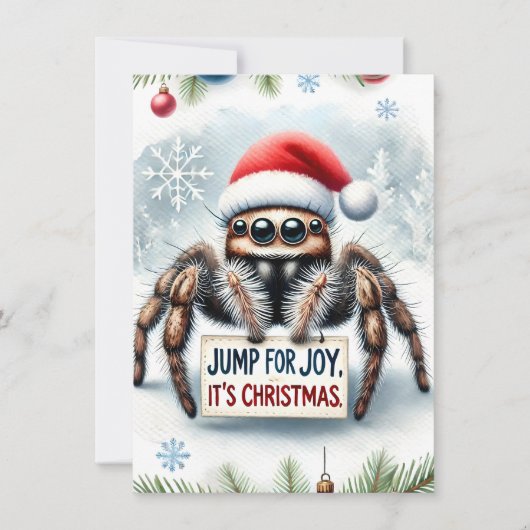 Schattigee Jumping Spider kerst Kaart (Voorkant)